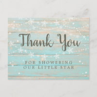 Rustic Wood Grain String Stars Thank You