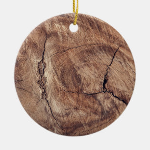 Rustic Wood Grain Texture Design Ceramic Tree Decoration