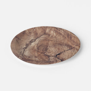 Rustic Wood Grain Texture Design Paper Plate