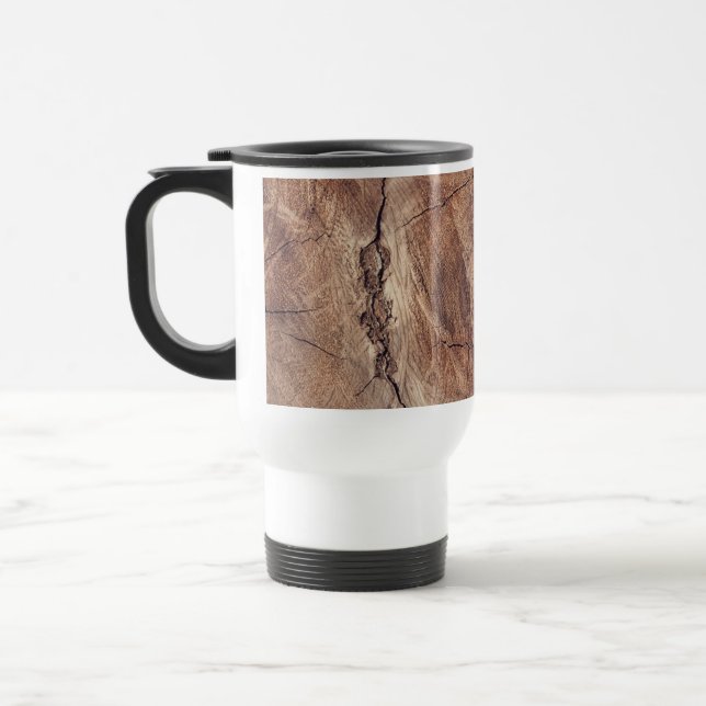 Rustic Wood Grain Texture Design Travel Mug (Left)