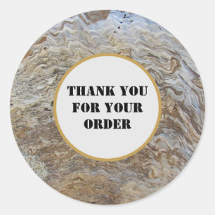 Rustic Wood Grain Thank You for Your Order Classic Round Sticker