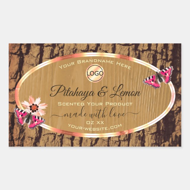 Rustic Wood Grain Tree Bark Product Labels Logo (Front)