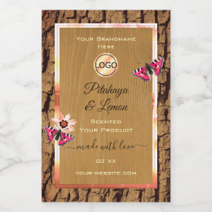Rustic Wood Grain Tree Bark Product Labels Logo