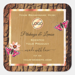 Rustic Wood Grain Tree Bark Product Labels Logo