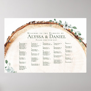 Rustic Wood Grain Tree ring Wedding Seating Chart