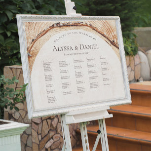 Rustic Wood Grain Tree ring Wedding Seating Chart