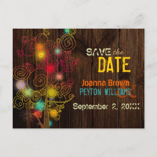 Rustic Wood Grain Trees Fall Wedding Save the Date Announcement Postcard