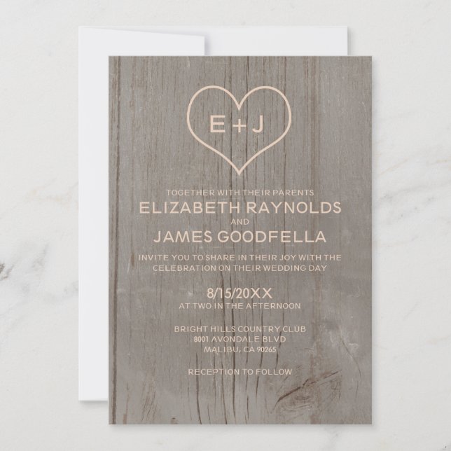Rustic Wood Grain Wedding Invitations (Front)