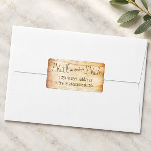 Rustic Wood Grain Wedding Monogram Address Label
