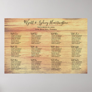 Rustic Wood Grain Wedding Reception Seating Chart