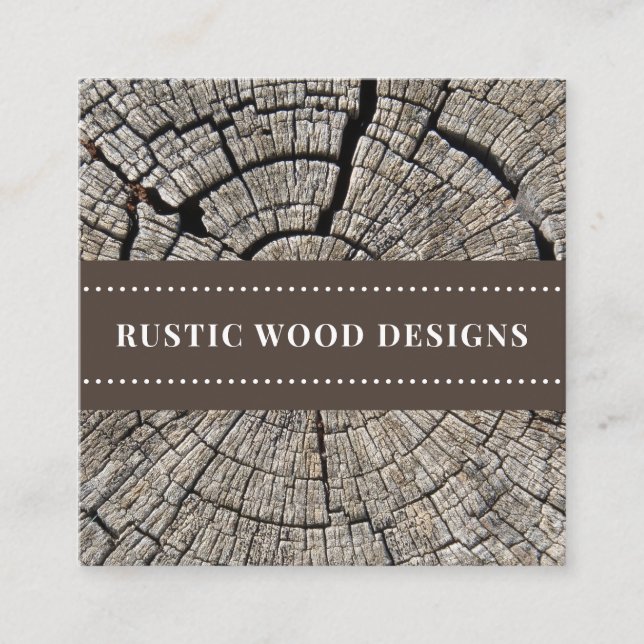 Rustic Wood Grain Woodworker  Square Business Card (Front)