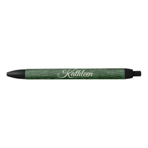 Rustic Wood Green Monogram Black Ink Pen