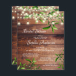 Rustic Wood & Greenery Bridal Shower Invitation<br><div class="desc">Rustic Wood Greenery Bridal Shower Invitations,  elegant and simple watercolor Green Leaves and Wood light string, ,  elegant calgraphy,  to be completed with your details easily and quickly. Check my shop to see the entire suite for this design.</div>