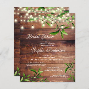 Rustic Wood & Greenery Bridal Shower Invitation