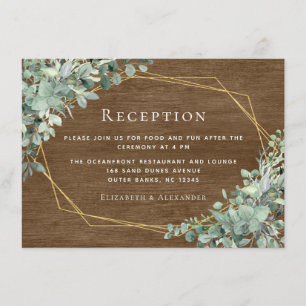 Rustic Wood Greenery Eucalyptus Wedding Reception Enclosure Card