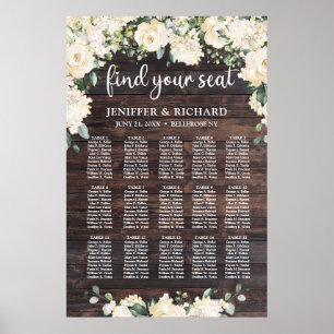 Rustic wood greenery foliage boho seating chart