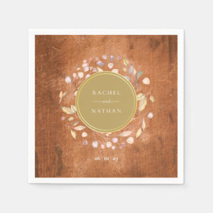 Rustic Wood Greenery Garland Wedding Napkin