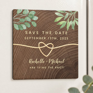 Rustic Wood Greenery Save the Date Magnet
