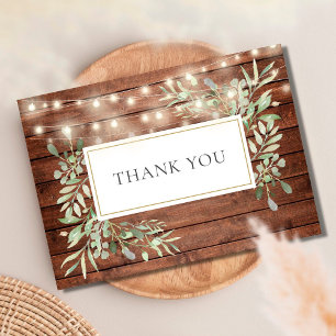 Rustic Wood Greenery String Lights Thank You