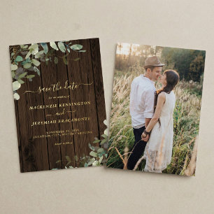 Rustic Wood Greenery Wedding Save the Date