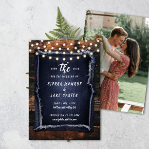 Rustic Wood Hand-Written Photo Wedding Save Date Invitation