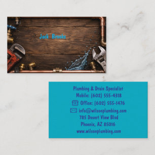 Rustic Wood Handyman Plumbing Water Pipe Business Card