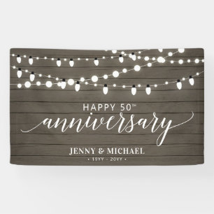Rustic Wood Happy 50th Wedding Anniversary Banner