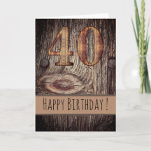Rustic Wood Happy Birthday 40th