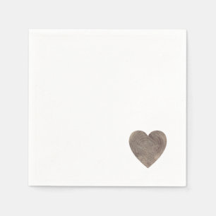 Rustic wood heart (small) wedding napkins
