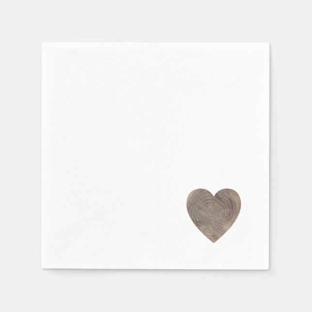 Rustic wood heart (small) wedding napkins (Front)
