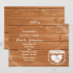 Rustic Wood & Heart Stump Bridal Shower Invitation