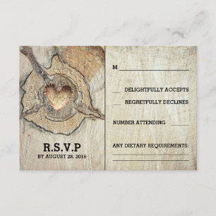 Rustic Wood Heart Tree Wedding RSVP Cards
