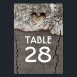 Rustic Wood Heart Tree Wedding Table Numbers<br><div class="desc">Rustic carved heart wooden texture wedding table numbers</div>