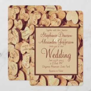Rustic Wood Heart Wedding Invitation