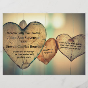 Rustic Wood Hearts - 6.5 x8.75 Wedding Invitation