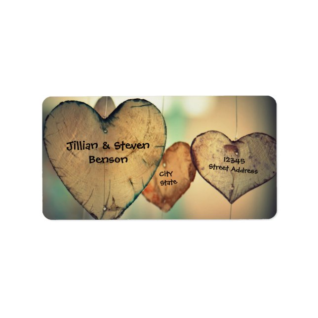 Rustic Wood Hearts - Address Labels (Front)