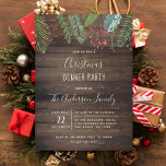 Rustic Wood Holly & Pine Holiday Party Invitation Postcard<br><div class="desc">Rustic Wood Holly & Pine Holiday Party Invitation by Cali Graphics.</div>