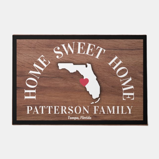 Rustic Wood Home Sweet Home Florida State  Doormat (Front)