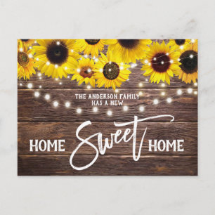 Rustic Wood Home Sweet Home Moving Announcement Postcard