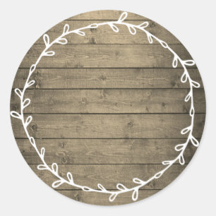 Rustic Wood Homemade Write On Blank Classic Round Sticker