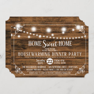Rustic Wood Housewarming Dinner Party Invitation