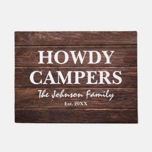 Rustic Wood Howdy Campers Doormat