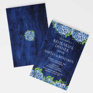 Rustic Wood Hydrangeas Wedding Rehearsal Dinner Invitation