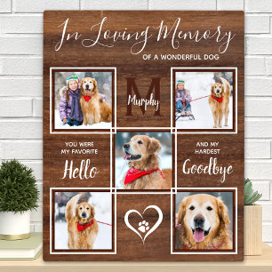 Rustic Wood In Loving Memory 5 Photo Dog Memorial Plaque