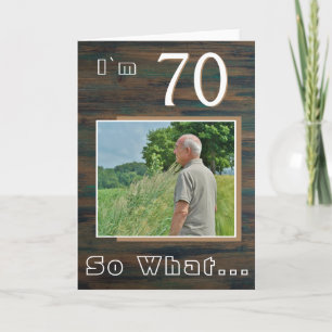 Rustic Wood Inspirational 70th Birthday Photo Card