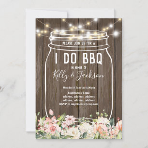 rustic wood, jar, i do bbq party invitation
