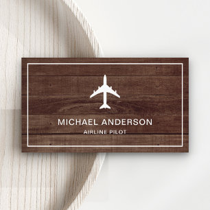 Rustic Wood Jet Aircraft Aeroplane Airline Pilot Business Card
