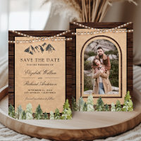Rustic Wood Kraft Mountain Forest Photo Wedding
