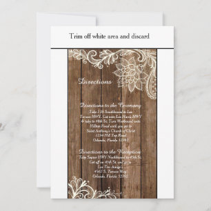 Rustic Wood Lace 3.5x6 Wedding Directions Card