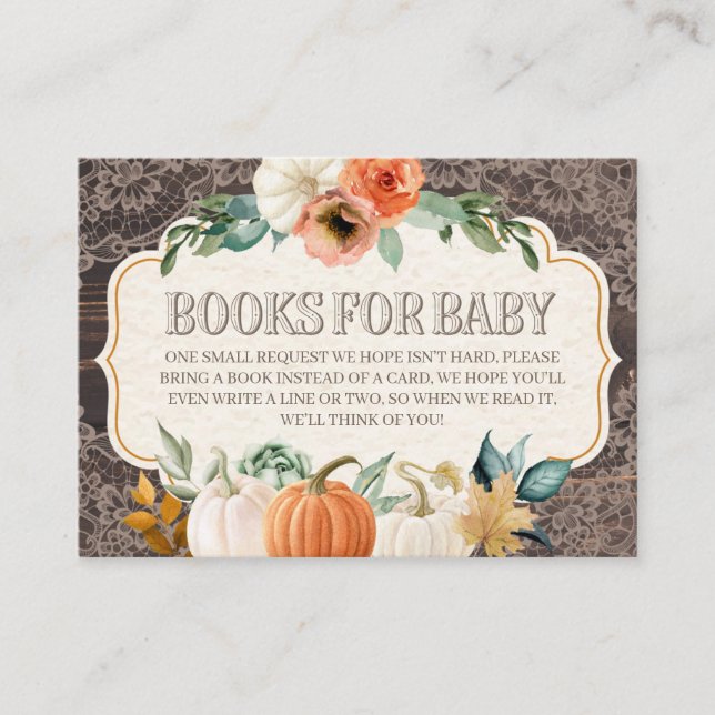 Rustic Wood Lace Books for Baby Enclosure Card (Front)